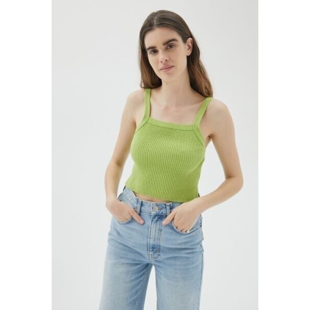 BDG Urban Outfitters KLARA TANK TOP size M knit ribbed Green Cropped Y2K
